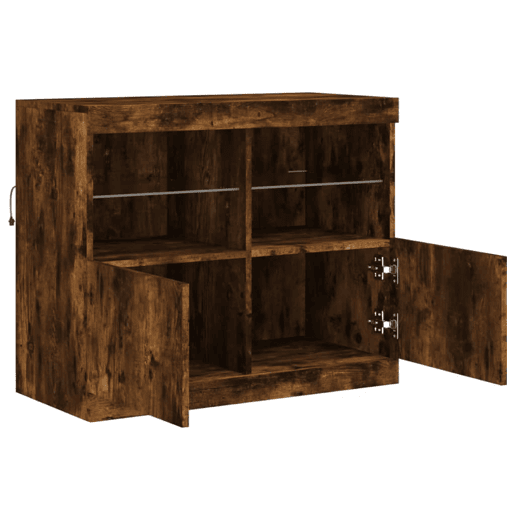 vidaXL Aparador com luzes LED 81x37x67 cm carvalho fumado
