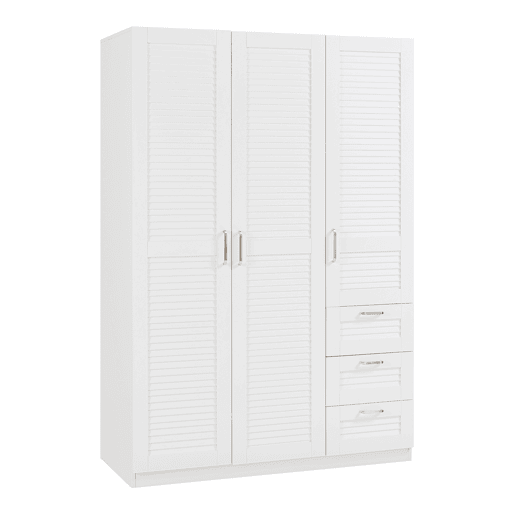 Roupeiro Finning Roupeiro 1 bengaleiro 4 compartimentos 3 gavetas 176x120x52 cm - Branco en.casa