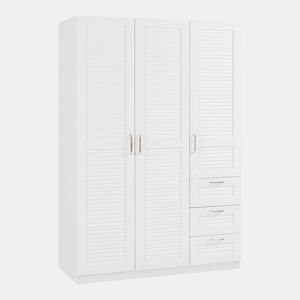 Roupeiro Finning Roupeiro 1 bengaleiro 4 compartimentos 3 gavetas 176x120x52 cm - Branco en.casa