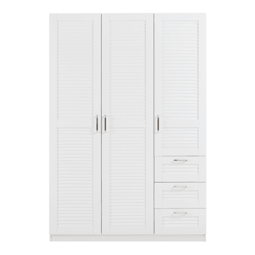 Roupeiro Finning Roupeiro 1 bengaleiro 4 compartimentos 3 gavetas 176x120x52 cm - Branco en.casa