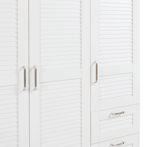 Roupeiro Finning Roupeiro 1 bengaleiro 4 compartimentos 3 gavetas 176x120x52 cm - Branco en.casa
