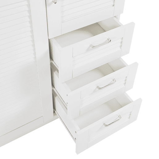 Roupeiro Finning Roupeiro 1 bengaleiro 4 compartimentos 3 gavetas 176x120x52 cm - Branco en.casa