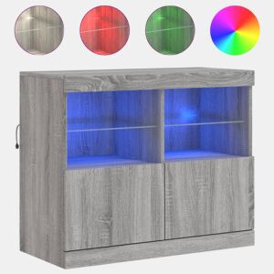 vidaXL Aparador com luzes LED 81x37x67 cm cinzento sonoma