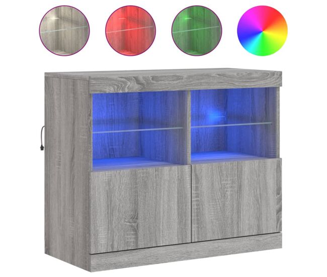 Vidaxl aparador con luces led gris sonoma 81x37x67 cm
