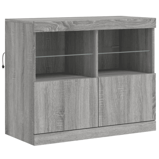 vidaXL Aparador com luzes LED 81x37x67 cm cinzento sonoma