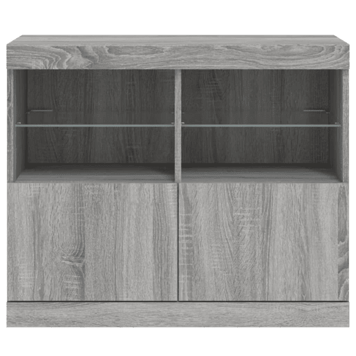 vidaXL Aparador com luzes LED 81x37x67 cm cinzento sonoma