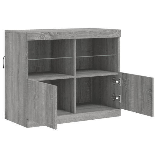 vidaXL Aparador com luzes LED 81x37x67 cm cinzento sonoma