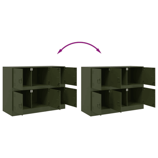 vidaXL Aparador 99x39x73 cm aço verde azeitona vidaXL Aparador 99x39x73 cm aço verde azeitona