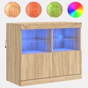 vidaXL Aparador com luzes LED 81x37x67 cm carvalho sonoma