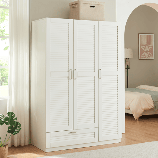 Roupeiro Finning com 2 calhas 7 compartimentos 1 gaveta 176x120x52 cm - Branco en.casa