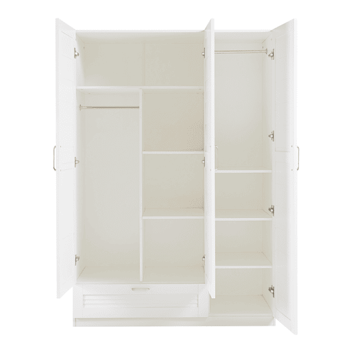 Roupeiro Finning com 2 calhas 7 compartimentos 1 gaveta 176x120x52 cm - Branco en.casa