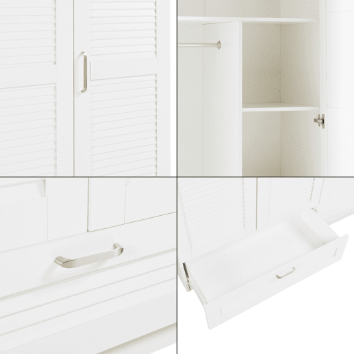 Roupeiro Finning com 2 calhas 7 compartimentos 1 gaveta 176x120x52 cm - Branco en.casa