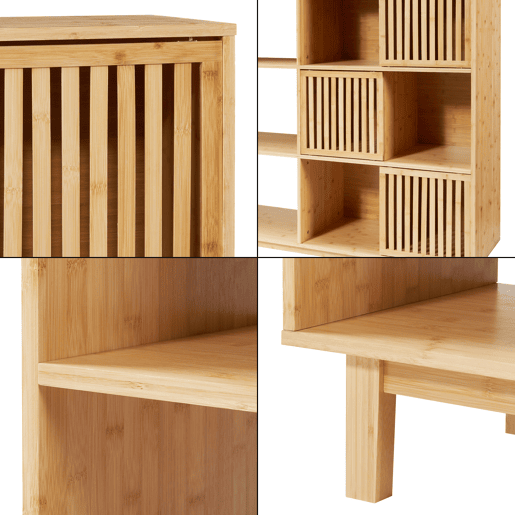 Estante Ypäjä com 3 portas de correr e 9 compartimentos 128 x 147 x 39 cm Bambu en.casa