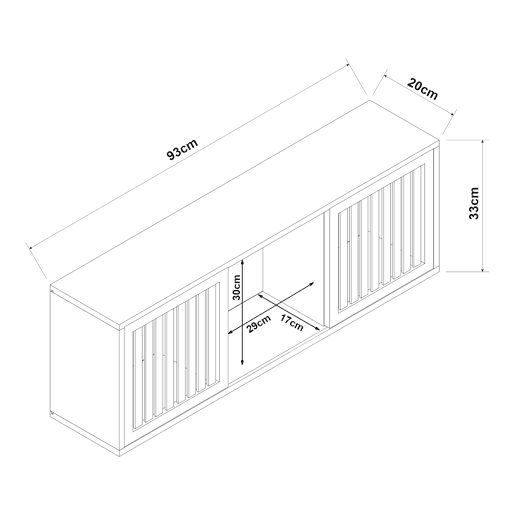 Prateleira de parede Ypäjä com 2 portas de correr 93 x 20 x 33 cm bambu en.casa