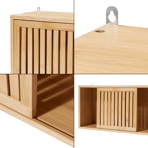 Prateleira de parede Ypäjä com 2 portas de correr 93 x 20 x 33 cm bambu en.casa