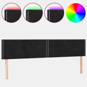 vidaXL Cabeceira de cama c luzes LED veludo 200x5x7888 cm preto