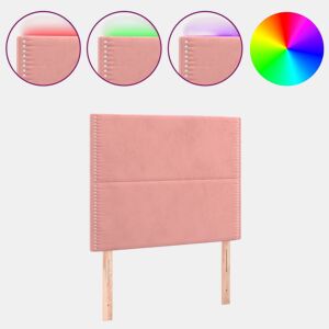 vidaXL Cabeceira de cama c luzes LED veludo 80x5x118128 cm rosa