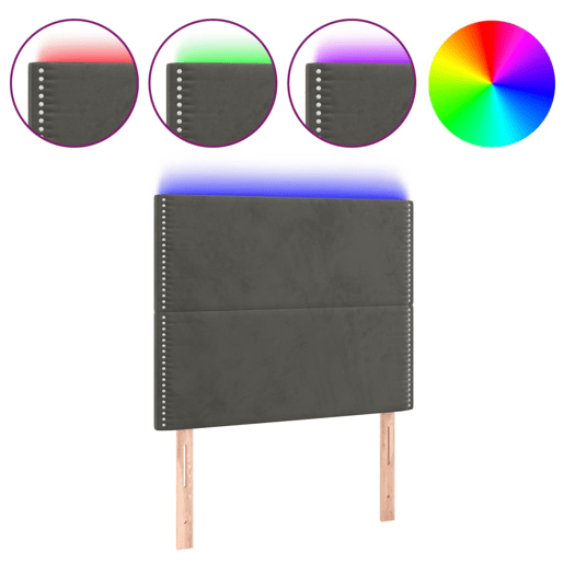 vidaXL Cabeceira de cama c LED veludo 90x5x118128 cm cinza-escuro vidaXL Cabeceira de cama c LED veludo 90x5x118128 cm cinza-escuro