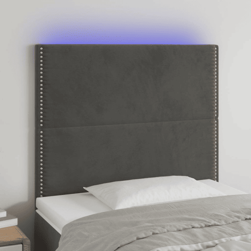 vidaXL Cabeceira de cama c LED veludo 90x5x118128 cm cinza-escuro vidaXL Cabeceira de cama c LED veludo 90x5x118128 cm cinza-escuro