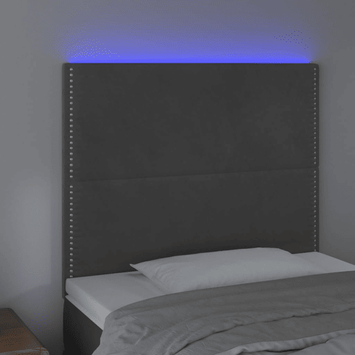 vidaXL Cabeceira de cama c LED veludo 90x5x118128 cm cinza-escuro vidaXL Cabeceira de cama c LED veludo 90x5x118128 cm cinza-escuro