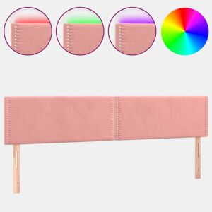 vidaXL Cabeceira de cama c luzes LED veludo 160x5x7888 cm rosa