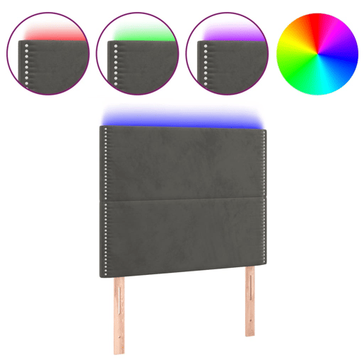 vidaXL Cabeceira de cama c LED veludo 80x5x118128 cm cinza-escuro vidaXL Cabeceira de cama c LED veludo 80x5x118128 cm cinza-escuro