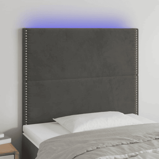 vidaXL Cabeceira de cama c LED veludo 80x5x118128 cm cinza-escuro vidaXL Cabeceira de cama c LED veludo 80x5x118128 cm cinza-escuro