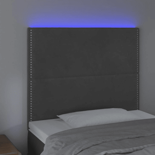 vidaXL Cabeceira de cama c LED veludo 80x5x118128 cm cinza-escuro vidaXL Cabeceira de cama c LED veludo 80x5x118128 cm cinza-escuro