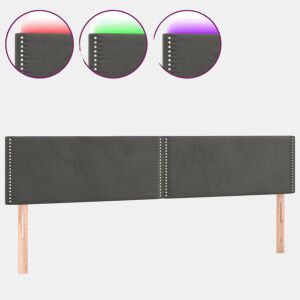 vidaXL Cabeceira de cama cluzes LED veludo 160x5x7888cm cinza-escuro