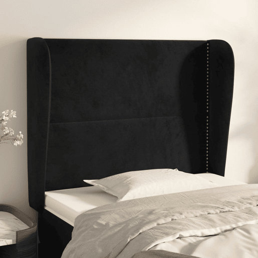 vidaXL Cabeceira de cama c abas veludo 93x23x118128 cm preto