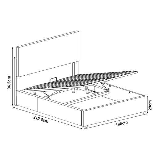 Cama estofada Juva cama de casal com colchão e estrado de ripas rebatível 180 x 200 cm - Cinzento Corium