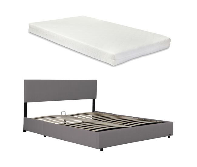 Cama tapizada juva con colchón 160x200cm - gris corium