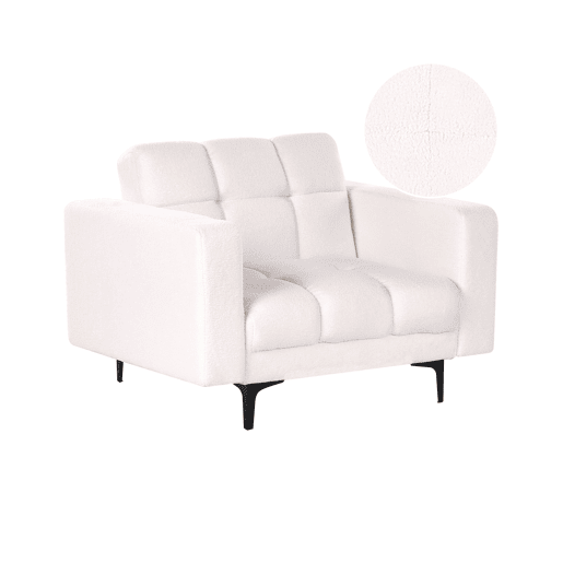 Poltrona ALNES Bouclé Branco Poltrona ALNES Bouclé Branco