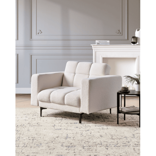Poltrona ALNES Bouclé Branco Poltrona ALNES Bouclé Branco