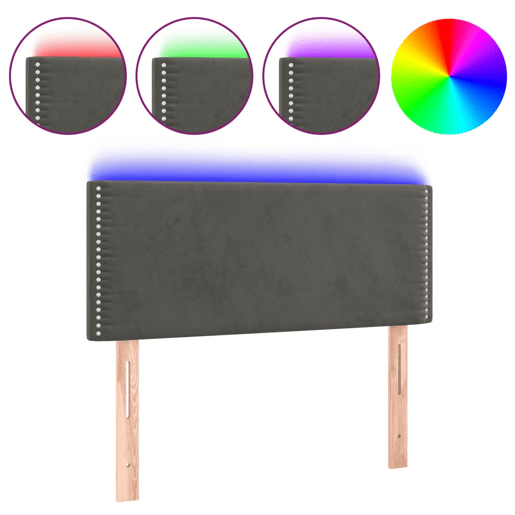 vidaXL Cabeceira de cama c luzes LED tecido 90x5x7888cm cinza-escuro