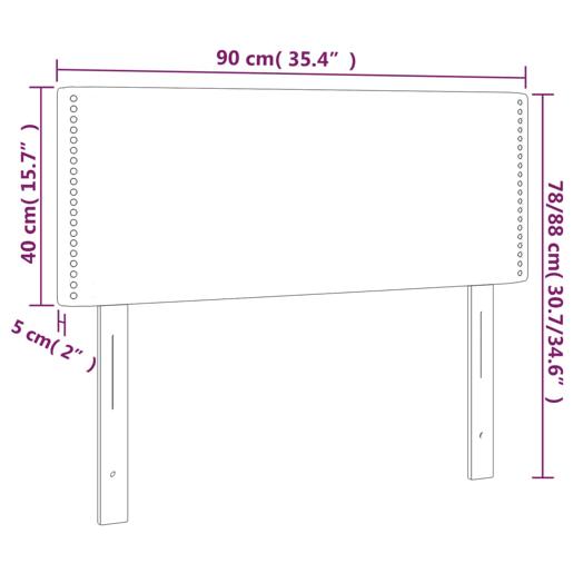 vidaXL Cabeceira de cama c luzes LED tecido 90x5x7888cm cinza-escuro