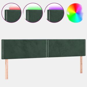 vidaXL Cabeceira de cama cluzes LED veludo 180x5x7888cm verde-escuro