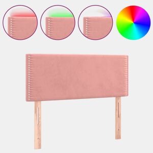 vidaXL Cabeceira de cama c luzes LED veludo 100x5x7888 cm rosa