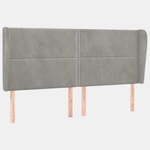 vidaXL Cabeceira cama c abas veludo 203x23x118128 cm cinzento-claro