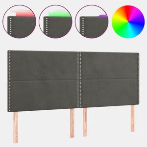 vidaXL Cabeceira de cama c LED veludo 180x5x118128 cm cinza-escuro