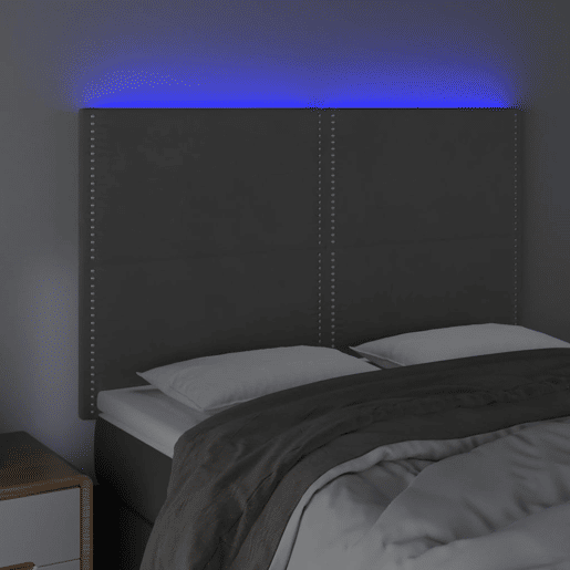 vidaXL Cabeceira de cama c LED veludo 144x5x118128 cm cinza-escuro vidaXL Cabeceira de cama c LED veludo 144x5x118128 cm cinza-escuro