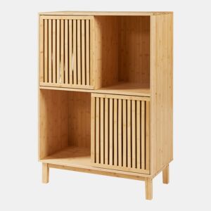 Estante Ypäjä com 2 portas de correr e 4 compartimentos 120 x 84 x 39 cm cm Bambu en.casa