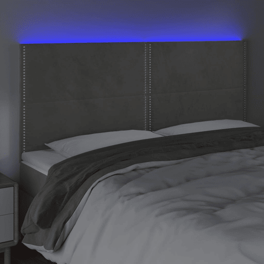 vidaXL Cabeceira cama c luzes LED veludo 200x5x118128cm cinza-claro vidaXL Cabeceira cama c luzes LED veludo 200x5x118128cm cinza-claro