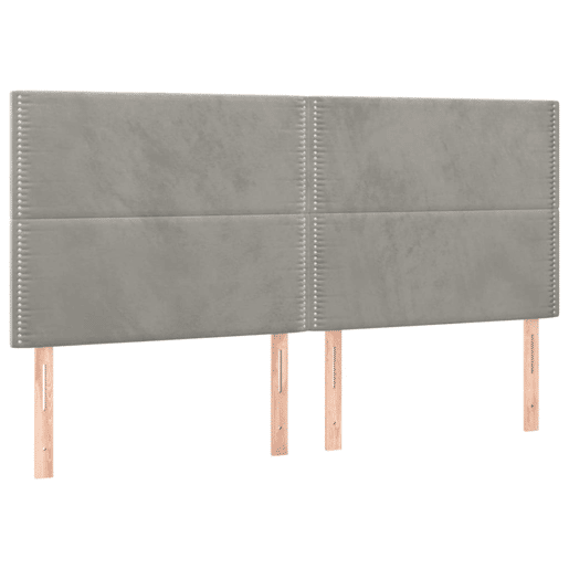 vidaXL Cabeceira cama c luzes LED veludo 200x5x118128cm cinza-claro vidaXL Cabeceira cama c luzes LED veludo 200x5x118128cm cinza-claro