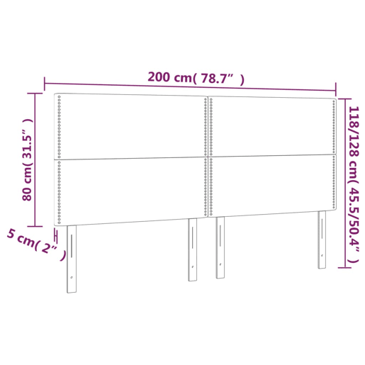 vidaXL Cabeceira cama c luzes LED veludo 200x5x118128cm cinza-claro vidaXL Cabeceira cama c luzes LED veludo 200x5x118128cm cinza-claro