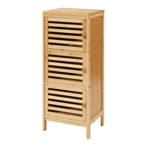 Armário lateral Ypäjä com 3 portas 82 x 33 x 27 cm Bambu en.casa