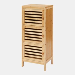 Armário lateral Ypäjä com 3 portas 82 x 33 x 27 cm Bambu en.casa