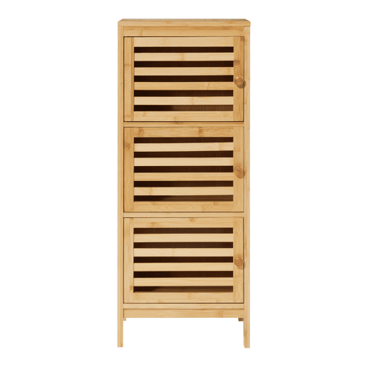 Armário lateral Ypäjä com 3 portas 82 x 33 x 27 cm Bambu en.casa
