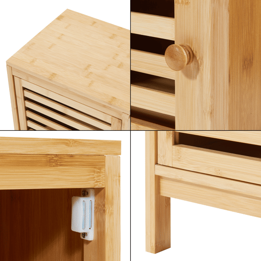 Armário lateral Ypäjä com 3 portas 82 x 33 x 27 cm Bambu en.casa
