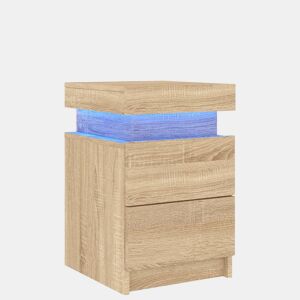 vidaXL Mesa de cabeceira com luzes LED 35x39x55 cm carvalho sonoma